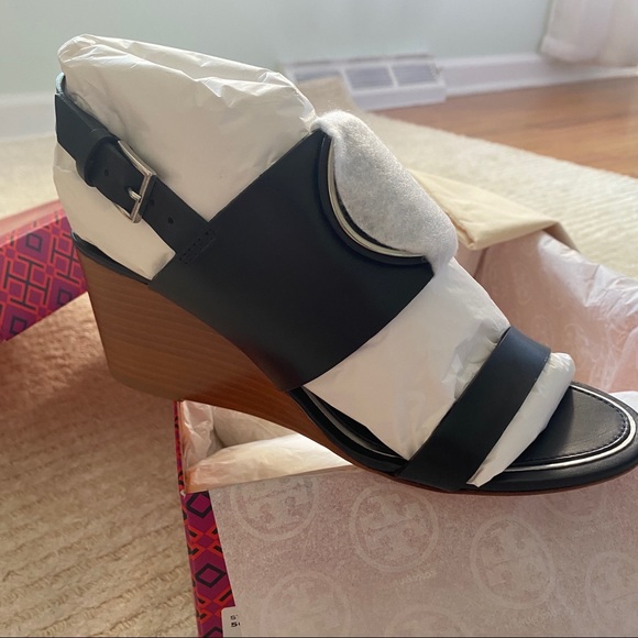 NWT Tory Burch Miller metal logo wedge sandal - Picture 8 of 13